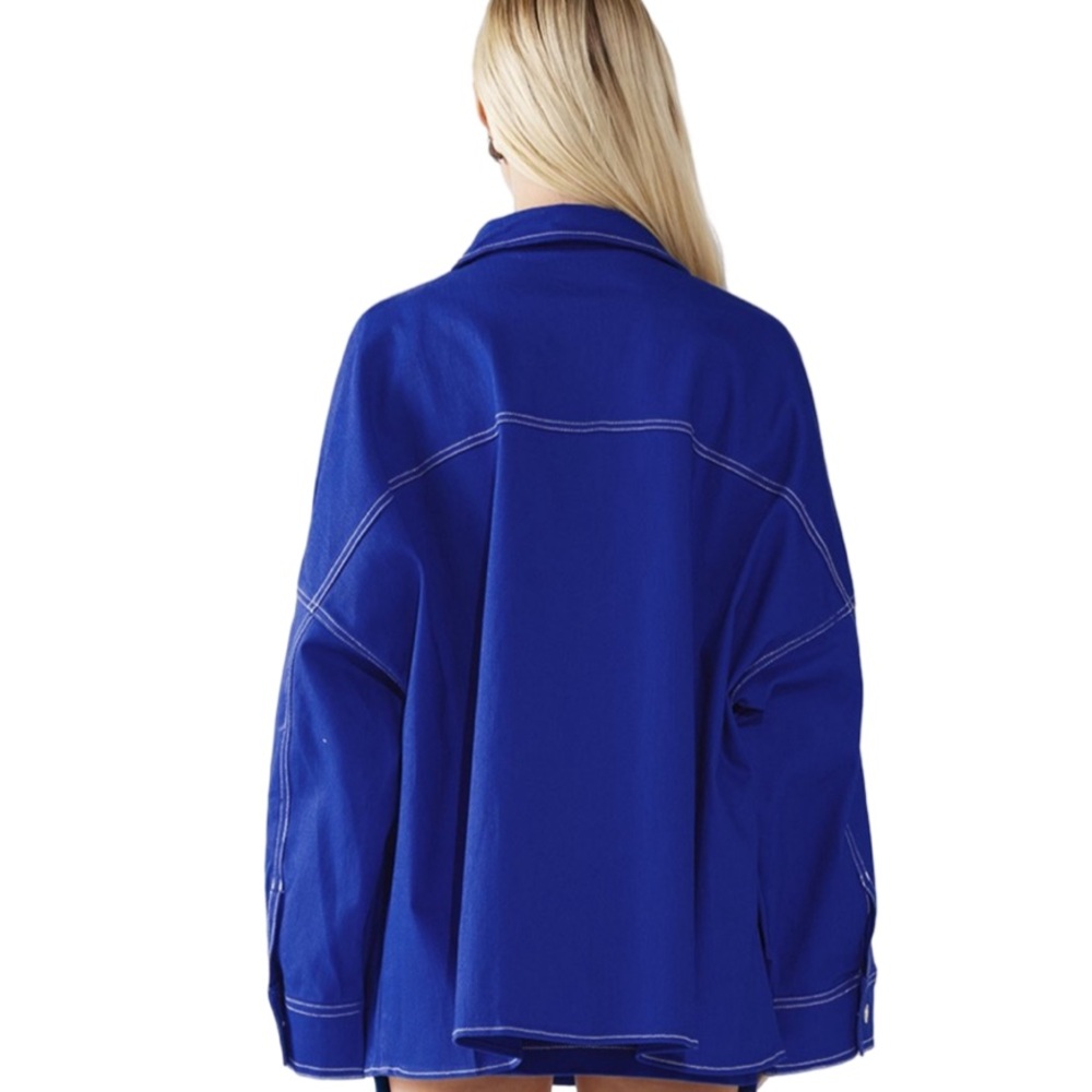 NWOT BY.DYLN Cooper Jacket in Cobalt, which features an oversized fit, Size S - Picture 3 of 12